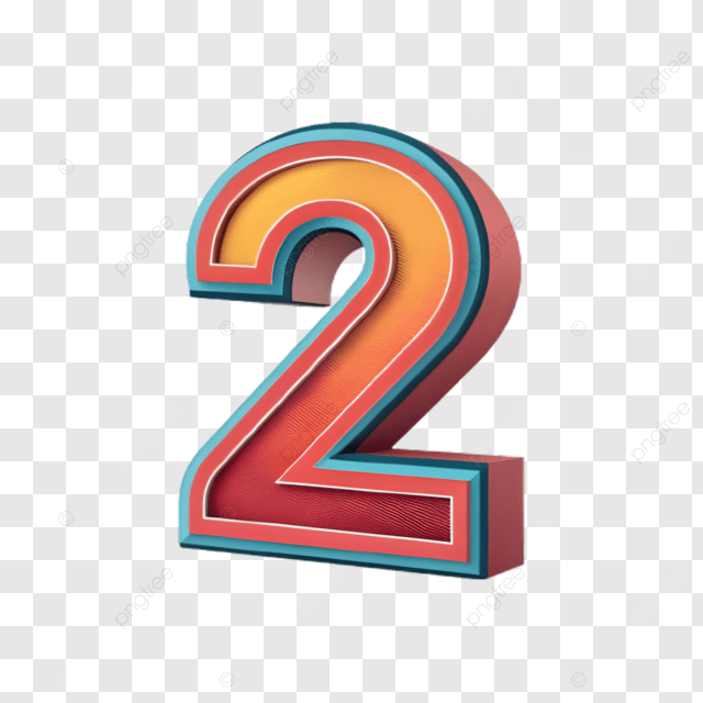 3d Style Illustration Of Number 2 Number Number 2 Two PNG 