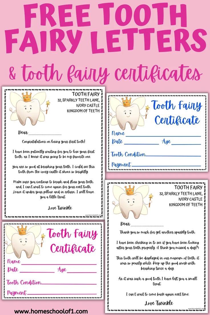 8 Free Tooth Fairy Letter Printables Certificates Tooth Fairy