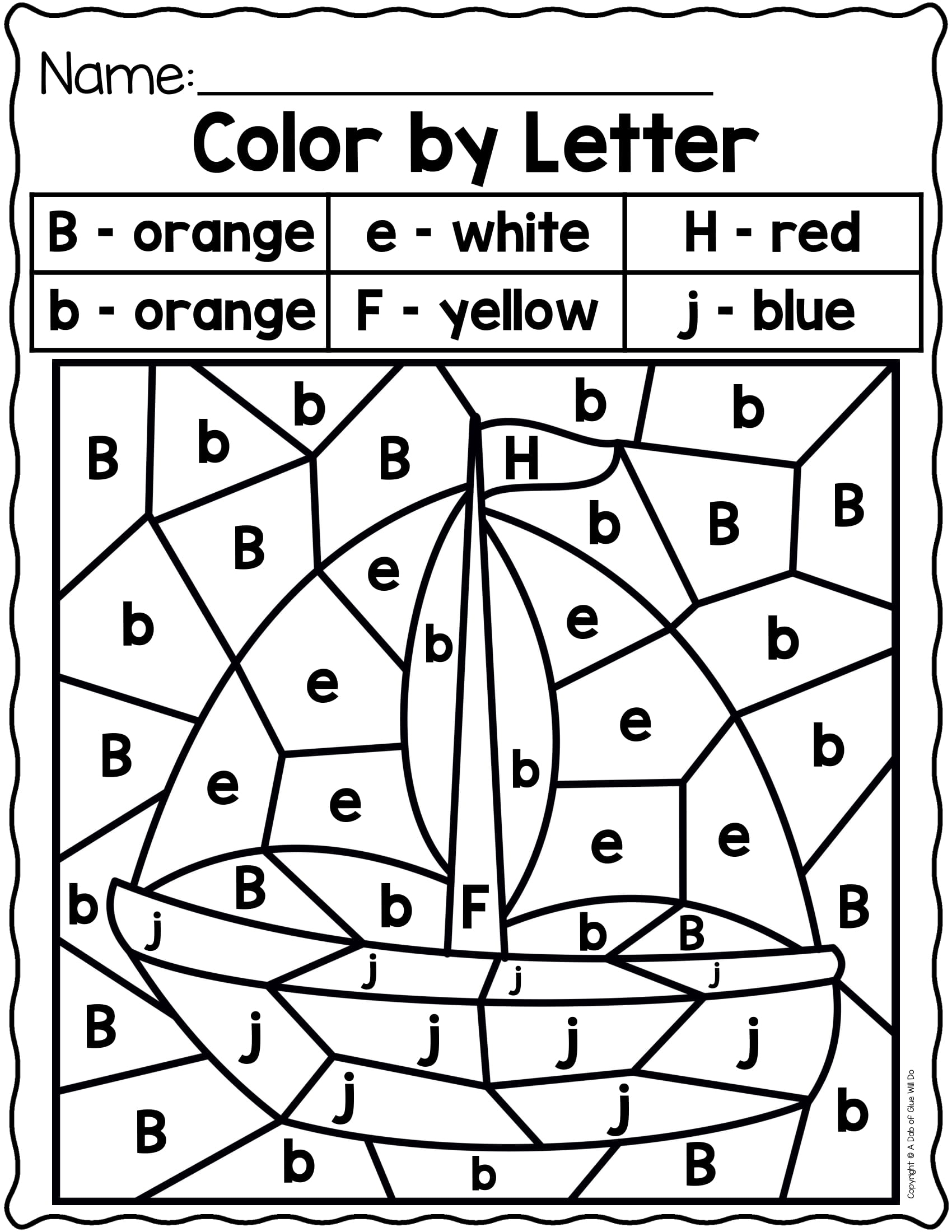 Alphabet Color By Letter A Dab Of Glue Will Do