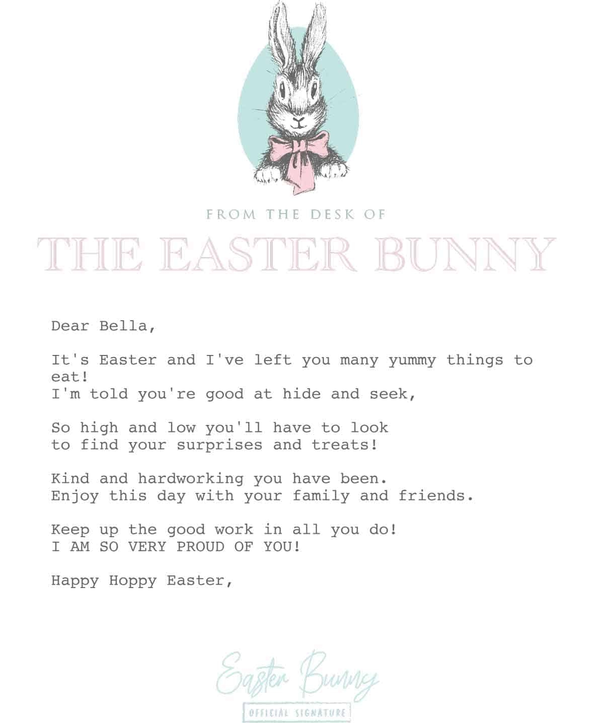 Easter Bunny Letter Free Printable Free Printable Templates