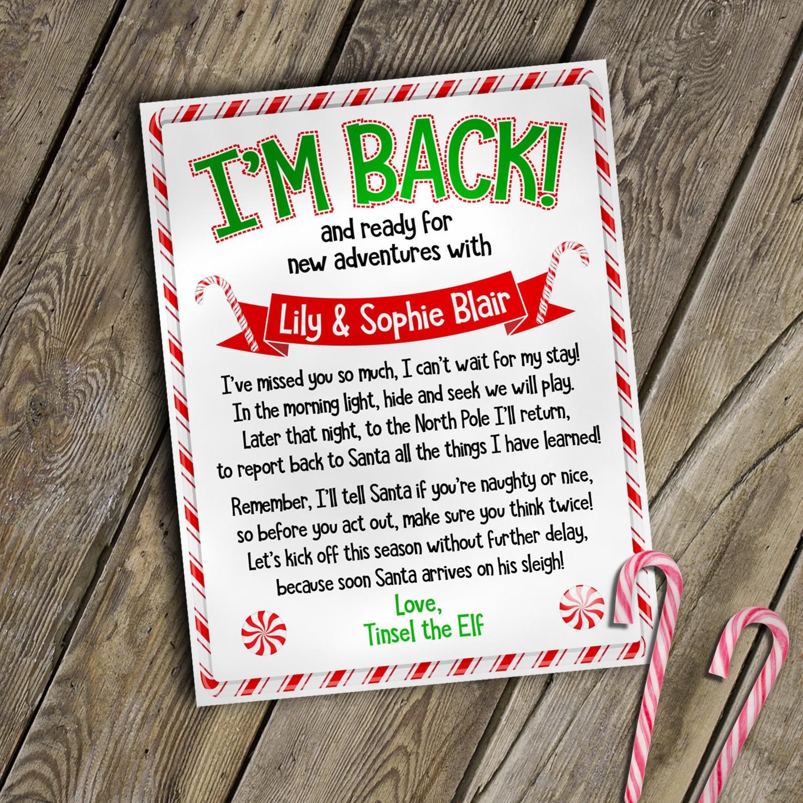 Elf Welcome Back Letter Free Printable