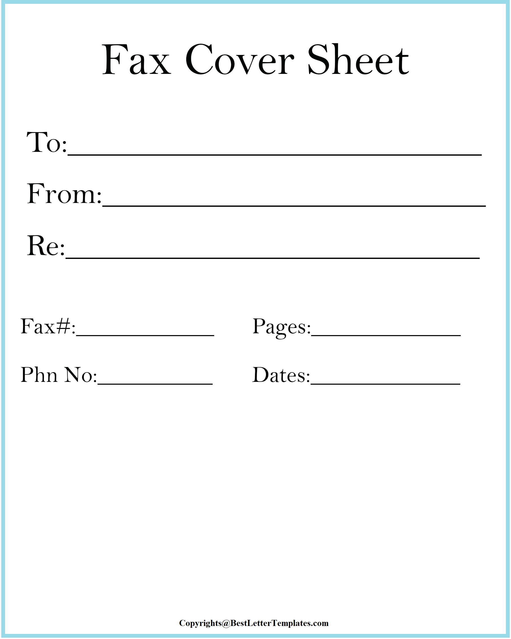 Fax Cover Sheet Free Printable Template