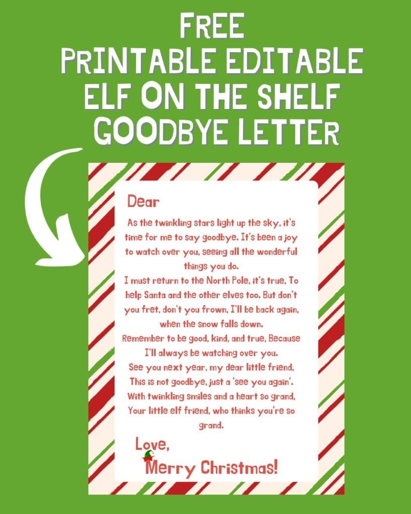Free Printable Editable Elf On The Shelf Goodbye Letter A Sparkle Of 
