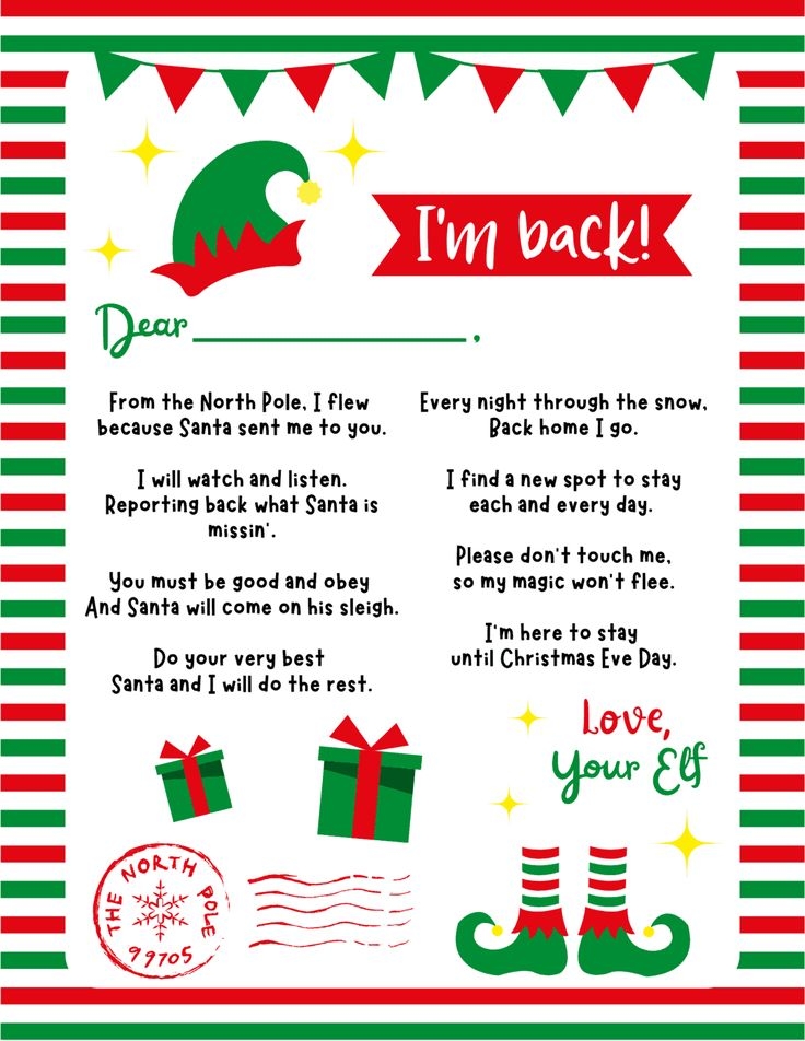 Free Printable Elf On The Shelf Welcome Back Letter Dev
