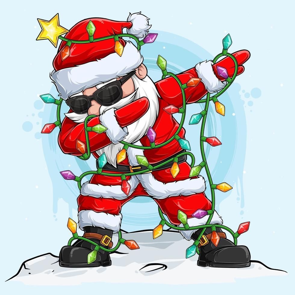 Navidad Santa Claus Personaje Haciendo Dabbing Dance Rodeado Por Las