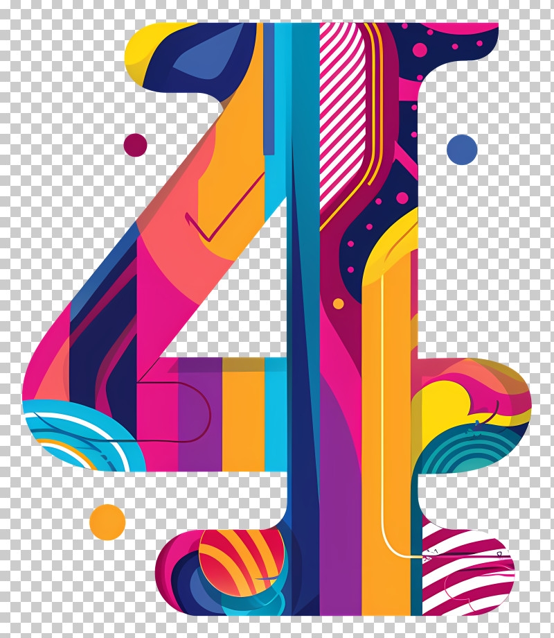 Number 4 Colorful And Vibrant Number 4 Graphic PNG Clipart 4 