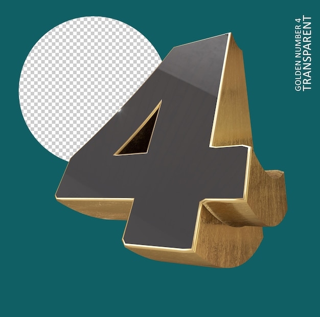 Premium PSD 4 Number 3d Gold Number Number 4 3d