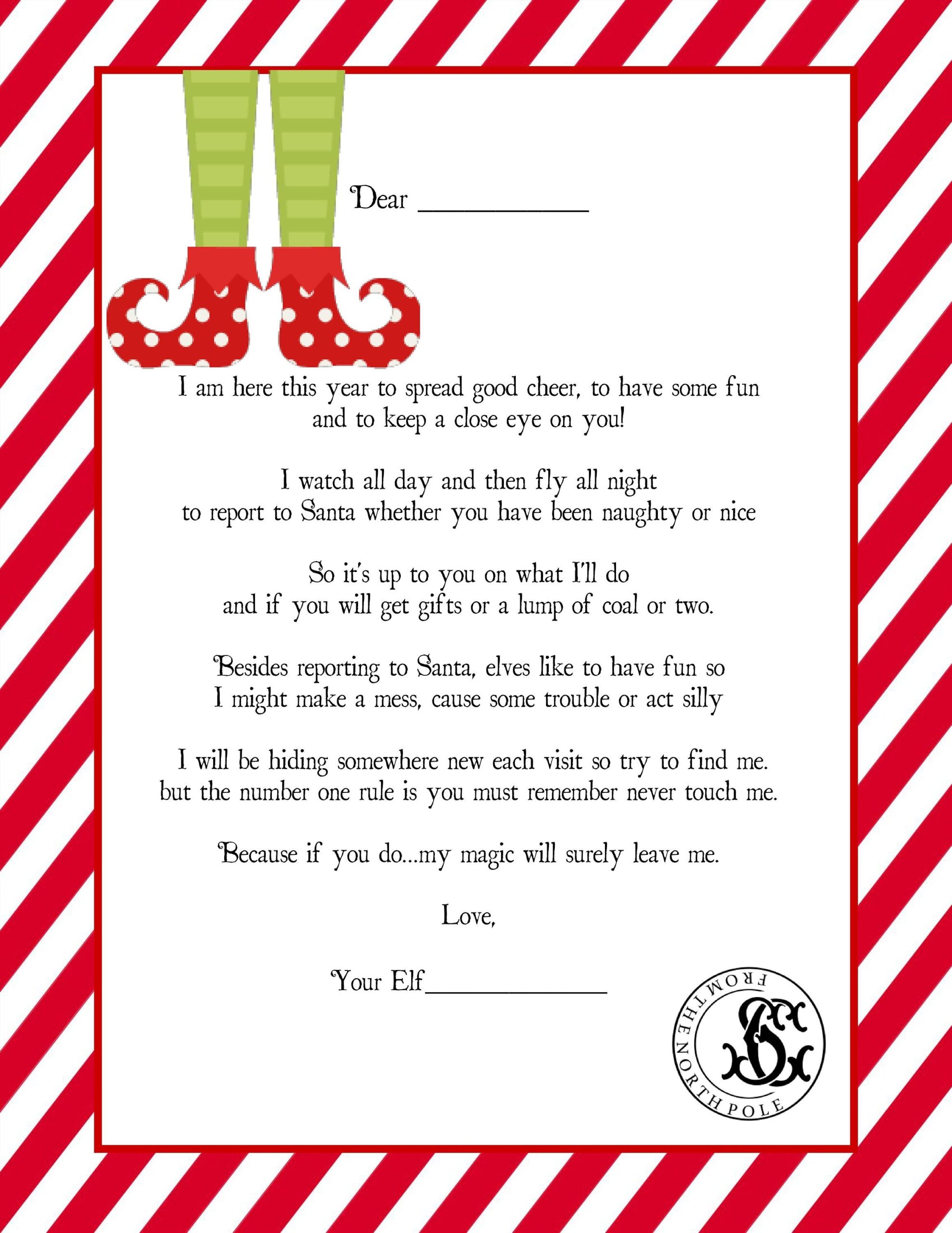 Printable Editable Elf On The Shelf Letter
