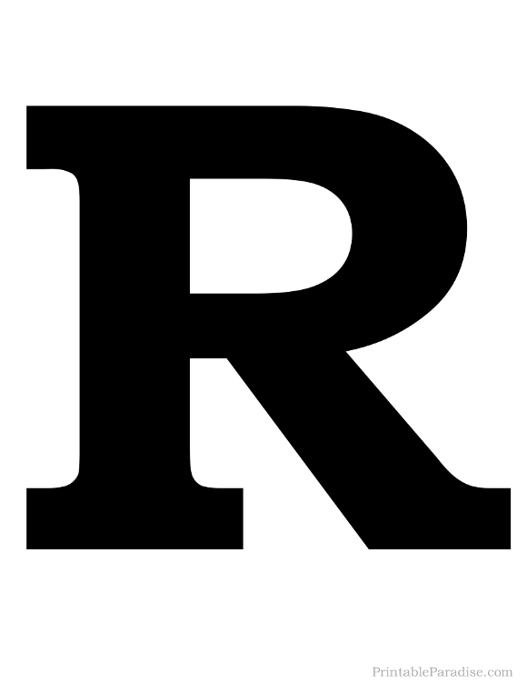 Printable Letter R Silhouette Print Solid Black Letter R