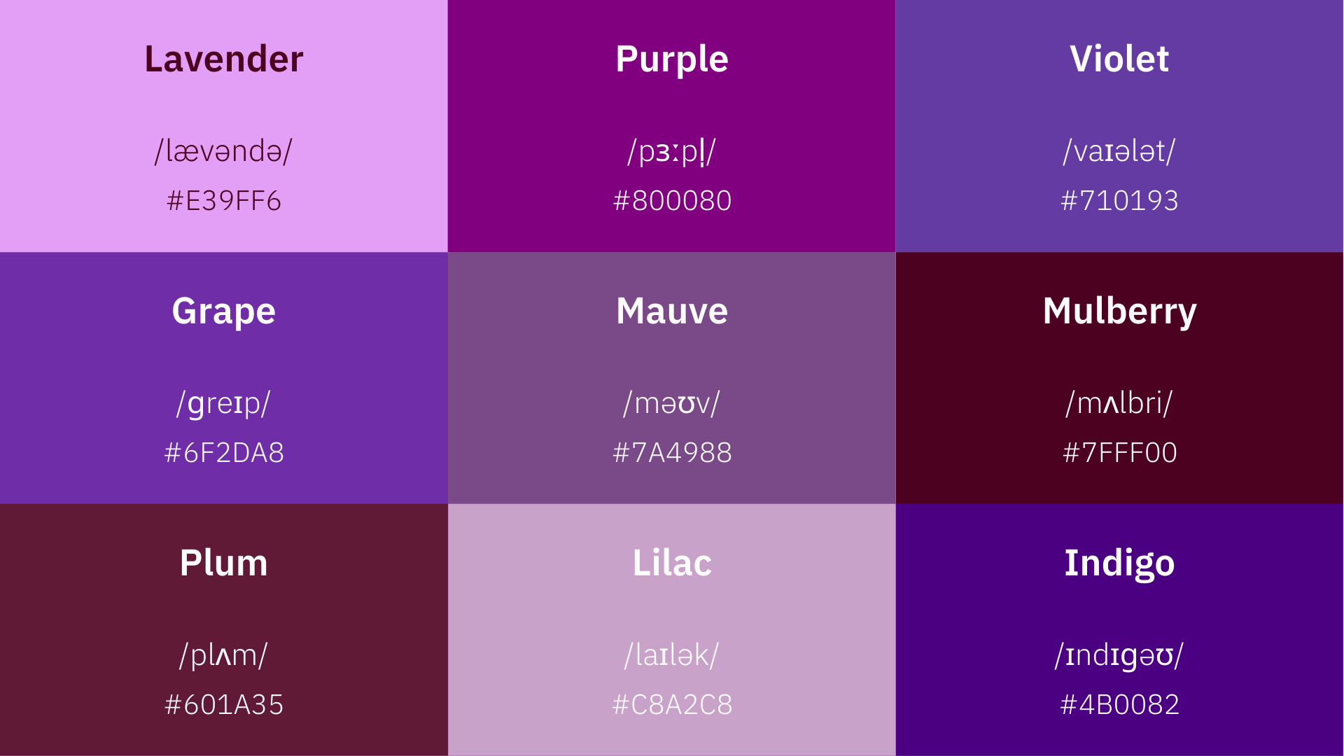 Purple Color Names Purple Color Names