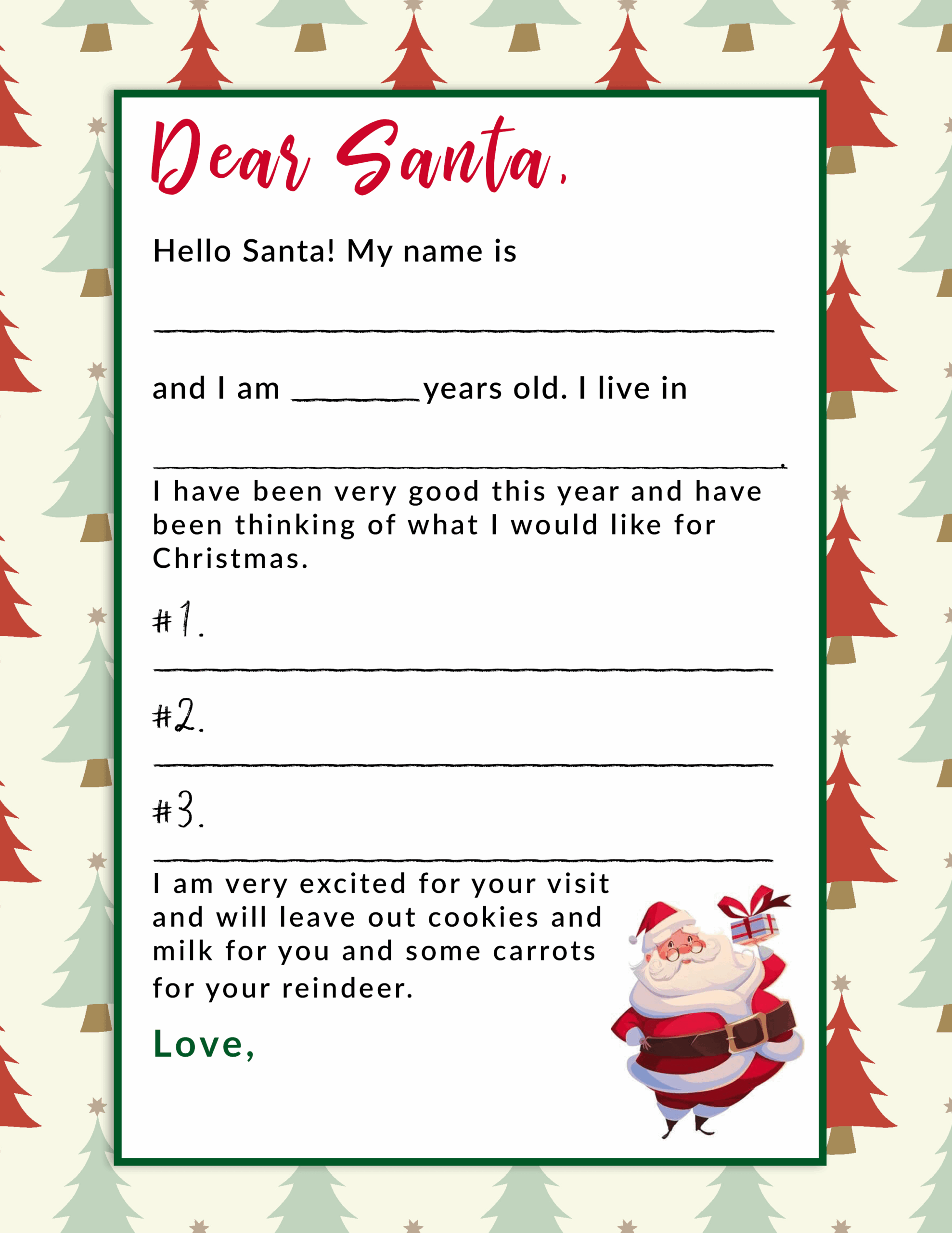 Santa Letter Printable Template Free Printable Templates